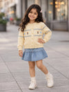 Pastel Yellow Floral Knitted Winter Cardigan Sweater for Kids