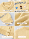 Pastel Yellow Floral Knitted Winter Cardigan Sweater for Kids