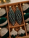 10 pcs Emerlad Velvet & Gold Crystals Christmas Tree Big size Ornaments, Decoration Balls Set