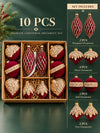 10 pcs Wine Velvet & Gold Crystals Christmas Tree Big Size Ornaments, Decoration Balls Set
