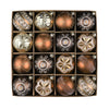 16 Pcs Brown & Gold Swirls & Stripes Themed Christmas Balls Tree Hanging