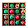 16Pcs Red Green Gold Print Christmas Tree Ornaments