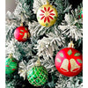 16Pcs Red Green Gold Print Christmas Tree Ornaments