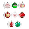 16Pcs White, Red & Green Printed Christmas Tree Ornaments