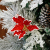 5.9 feet Bushy Long Snowy Leaves Xmas Tree with 8 free Wired Red Poinsetta Flower Tips, 180 cms with 550 Branch Tips