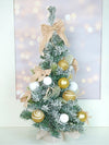 2 Ft. Gold Swirl Frosty Bushy Christmas Tree Filled With Balls And Ornament Fillers