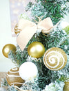2 Ft. Gold Swirl Frosty Bushy Christmas Tree Filled With Balls And Ornament Fillers