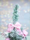 2 Ft. Pastel Pink Swirl Snowy Bushy Christmas Tree Filled With Balls And Ornament Fillers