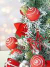 2 Ft. Red Swirl Frosty Bushy Christmas Tree Filled With Balls And Ornament Fillers