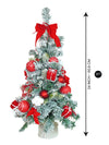 2 Ft. Red Swirl Frosty Bushy Christmas Tree Filled With Balls And Ornament Fillers