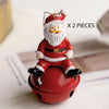 2Pcs Set Of Shiny Red Ringing Metal Bell With Sitting Santa Christmas Tree Ornaments