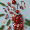 39 Pcs Red White Donuts & Candies Themed Christmas Balls Tree Hanging