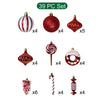 39 Pcs Red White Donuts & Candies Themed Christmas Balls Tree Hanging