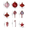 39 Pcs Red Stars And White Swirls Themed Christmas Balls Tree Hanging