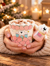 White Strawberry Bear Ceramic Hot Chocolate and Coffee Christmas Mug with 3D Pink Bear Handle