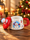 Snowman 3D Lid Ceramic Hot Chocolate and Coffee Christmas Mug
