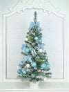 3 Ft. Pastel Blue Swirl Snowy Bushy Christmas Tree Filled With Ball Ornament And Fillers