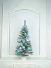3 Ft. Pastel Blue Swirl Snowy Bushy Christmas Tree Filled With Ball Ornament And Fillers