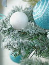 3 Ft. Pastel Blue Swirl Snowy Bushy Christmas Tree Filled With Ball Ornament And Fillers