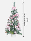 3 Ft. Pastel Pink Swirl Snowy Bushy Christmas Tree Filled With Balls And Ornament Fillers