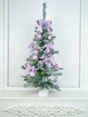 3 Ft. Pastel Purple Swirl Snowy Bushy Christmas Tree Filled With Balls And Ornament Fillers