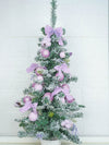 3 Ft. Pastel Purple Swirl Snowy Bushy Christmas Tree Filled With Balls And Ornament Fillers