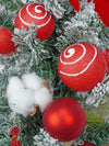 3 Ft. Red Swirl Frosty Bushy Christmas Tree Filled With Balls And Ornament Fillers