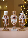 Royal Gold & White Set of 3 Wooden Nutcrackers, Christmas Table Décor, 6.2 inches ht