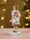 Royal Gold & White Set of 3 Wooden Nutcrackers, Christmas Table Décor, 6.2 inches ht