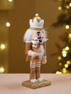 Royal Gold & White Set of 3 Wooden Nutcrackers, Christmas Table Décor, 6.2 inches ht