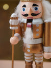 Royal Gold & White Set of 3 Wooden Nutcrackers, Christmas Table Décor, 6.2 inches ht