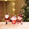 3Pcs Set Of Shiny Red Santa, Elf And Marshmallow Mug Christmas Tree Ornaments