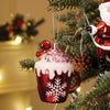 3Pcs Set Of Shiny Red Santa, Elf And Marshmallow Mug Christmas Tree Ornaments