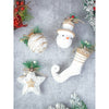 4 Pcs Glitter Jute Snowy Elf Themed Christmas Tree Ornaments