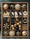 50 pcs Black & Gold Wonderland Christmas Tree Ornaments, Xmas Tree Decoration Balls Set