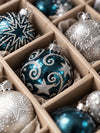 50 pcs Blue & Silver Winter Wonderland Christmas Tree Ornaments, Xmas Tree Decoration Balls Set