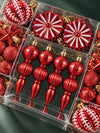 52 pcs Classic Ruby Christmas Tree Ornaments, Xmas Tree Decoration Balls Set