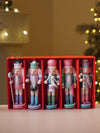 Pastel Candy Wonderland Set of 5 Wooden Nutcrackers, Christmas Tree Ornaments, 5.1 inches ht