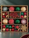 60 pcs Festive Red, Green & Gold Christmas Tree Ornaments, Xmas Tree Decoration Balls Set