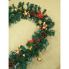 6 Ft. Gold, Green Red Bows, Xmas Garland Filled With Cherries, Snow Dust Fillers & Pinecones Christmas Garland