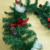 6 Ft. Red Black Bow, Deep Green Xmas Garland Filled With Cherries, Snow Dust Fillers & Pinecones Christmas Garland