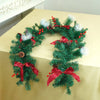 6 Ft. Red Gold Bow, Deep Green Xmas Garland Filled With Cherries, Snow Dust Fillers & Pinecones Christmas Garland