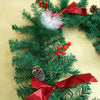 6 Ft. Red Gold Bow, Deep Green Xmas Garland Filled With Cherries, Snow Dust Fillers & Pinecones Christmas Garland