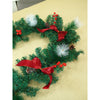 6 Ft. Red Gold Bow, Deep Green Xmas Garland Filled With Cherries, Snow Dust Fillers & Pinecones Christmas Garland