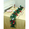 6 Ft. Red Gold Bow, Deep Green Xmas Garland Filled With Cherries, Snow Dust Fillers & Pinecones Christmas Garland