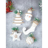 5 Pcs Glitter Jute Themed Christmas Tree Ornaments