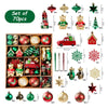 70Pcs London Teddy Red & Green Themed Assorted Christmas Tree Balls