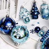 70Pcs Blue & Silver Owl Chandelier Themed Assorted Christmas Tree Balls