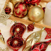 70Pcs Red & Gold Poinsetta Themed Assorted Christmas Tree Balls