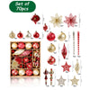 70Pcs Red & Gold Poinsetta Themed Assorted Christmas Tree Balls